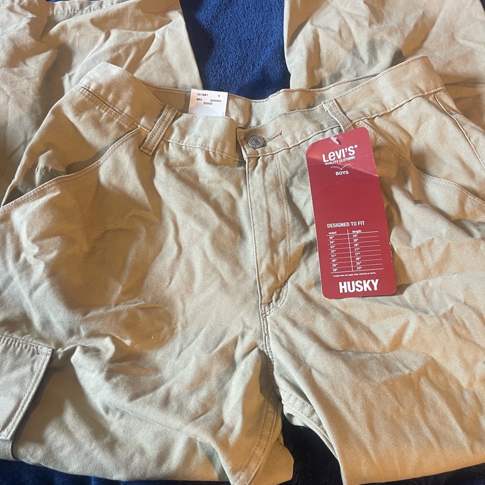 Levi’s Boys Cargo Pants W32 L27 Husky Khaki Utility Pants NWT